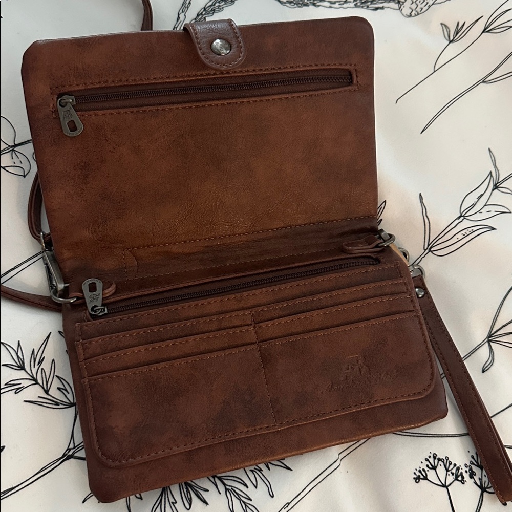 Brown Studded Women's Crossbody Bag - Picture 3 of 3